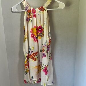 Rafaella floral semi sheer sleeveless top size medium